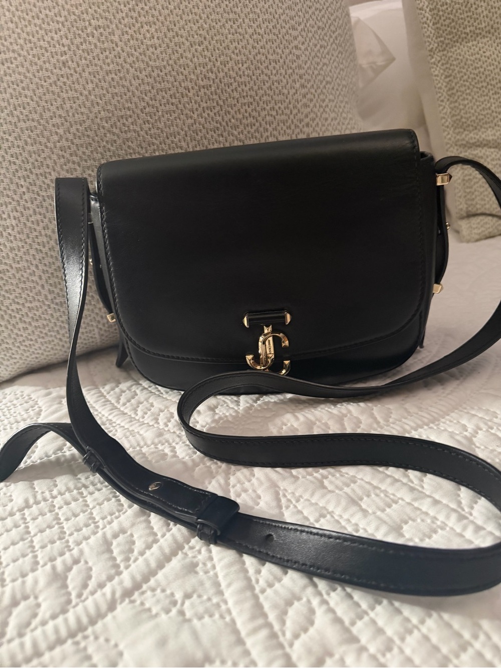 Jimmy Choo Leather Shoulder Bag with Gold Hardware